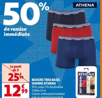 Auchan ATHENA BOXERS TRIO BASIC HOMME aanbieding