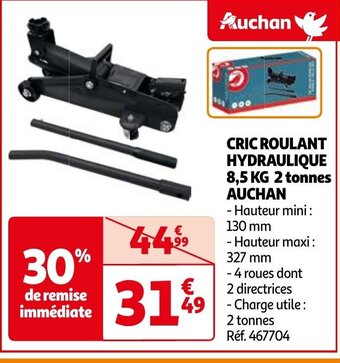 CRIC ROULANT HYDRAULIQUE 8,5 KG 2 tonnes AUCHAN