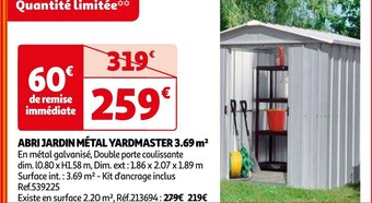 ABRI JARDIN MÉTAL YARDMASTER 3.69 m²