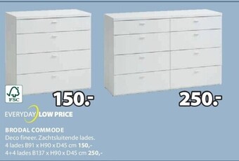 Jysk Brodal commode 4 lades b91 x h90 x d45 cm aanbieding