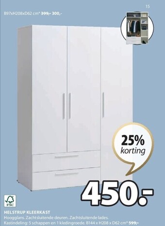 Jysk Helstrup kleerkast aanbieding