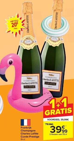 Carrefour Frankrijk champagne charles lafi tte cuvée prestige aanbieding