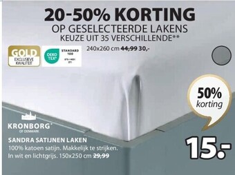 Jysk Sandra satijnen laken aanbieding
