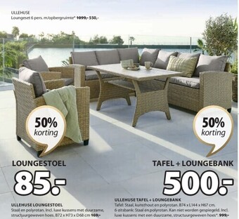 Jysk Ullehuse tafel + loungebank aanbieding