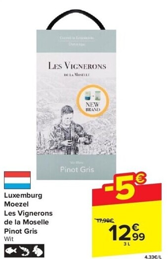 Carrefour Luxemburg moezel les vignerons de la moselle pinot gris aanbieding