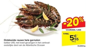 Carrefour Ontdooide rauwe hele garnalen aanbieding