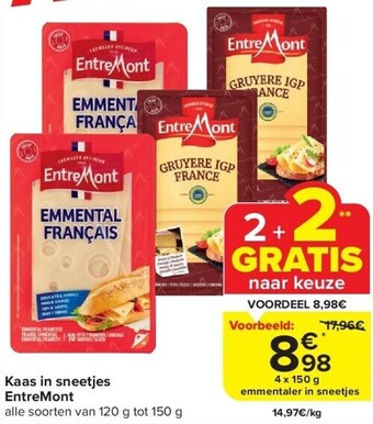Carrefour Kaas in sneetjes entremont aanbieding