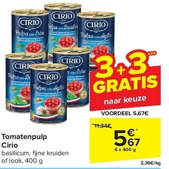 Carrefour Tomatenpulp cirio aanbieding