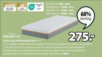 Jysk Gold s30 springmatras aanbieding