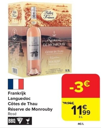 Carrefour Frankrijk languedoc côtes de thau réserve de monrouby aanbieding