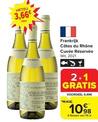 Carrefour Frankrijk côtes du rhône cuvée réservée aanbieding