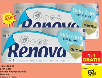 Carrefour Toiletpapier skin care derma hypoallergenic renova aanbieding