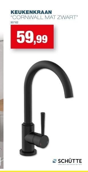 Hubo Keukenkraan “cornwall mat zwart” aanbieding