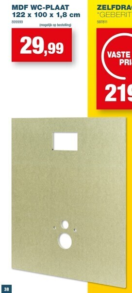 Hubo Mdf wc-plaat 122 x 100 x 1,8 cm aanbieding