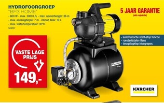Hubo Hydrofoorgroep “bp3 home” aanbieding