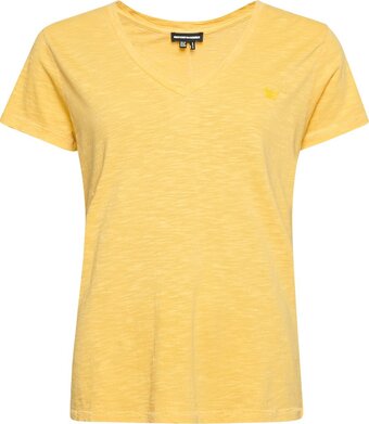 Bol.com Superdry studios slub emb vee tee dames t-shirt - geel - maat s aanbieding