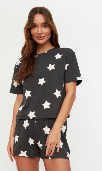 Bol.com Trendyol vrouwen standaard mouw ronde hals pyjamaset aanbieding