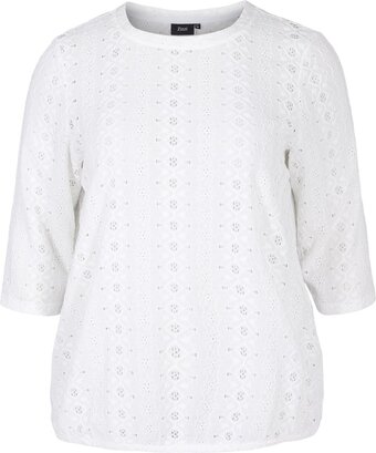 Bol.com Blouse met geborduurd anglaise en 1/2 mouwen aanbieding