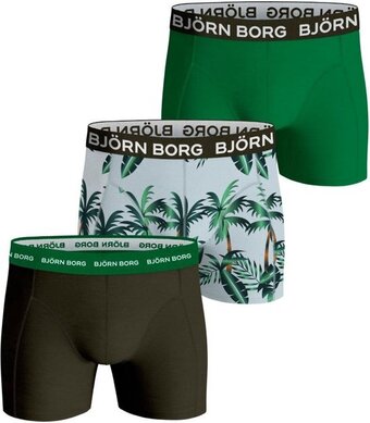 Bol.com Björn borg boxershort cotton stretch - onderbroeken - boxer - 3 stuks - heren - maat l - groen aanbieding