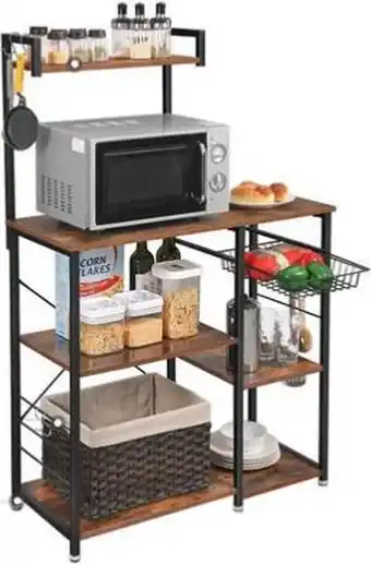 Bol.com B'mira home - keukenkast - keukenrek staand - industrieel - hout - bruin/zwart - 40x90x132' aanbieding
