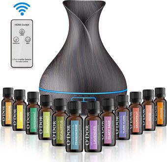 Bol.com O'dor® cadeau set aroma diffuser met extra 12 flesjes etherische olie - vernevelaar - luchtbevochtiger – verdamper – aromathe aanbieding