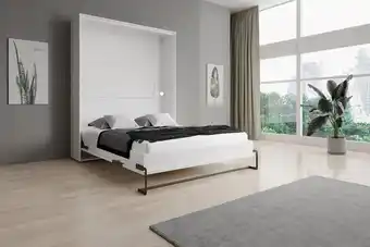 Bol.com Tweepersoons opklapbed hailey - wit - 160x200 cm - verticaal aanbieding