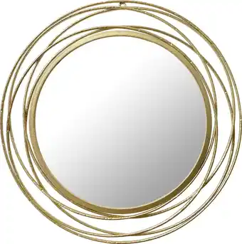 Bol.com Lw collection wandspiegel goud rond 60x60 cm metaal - grote spiegel muur - industrieel - woonkamer gang - badkamerspiegel aanbieding