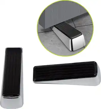 Deurstopper binnen & buiten - deurstop rvs rubber - deurwig - deurvastzetter - 2 stuks