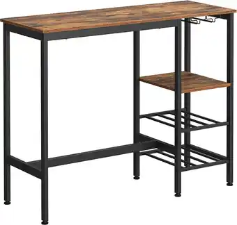 Hoppa! bartafel, bartafel, met houders voor wijnglazen en flessen, keukentafel, voor woonkamer, keuken, 110 x 40 x 90 cm, ind