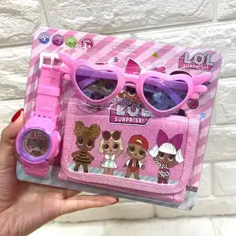 L.o.l. surprise portemonnee, zonnebril & horloge -3-delig lol  pakket - roze - set met digitaal horloge, portemonnee & - lol 