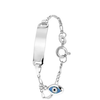 Bol.com Lucardi unisex - armbandje met hanger met plating - ovaal - cadeau - echt zilver - zilverkleurig aanbieding