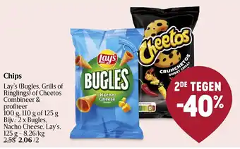 Delhaize Chips Lay's of Cheetos , 100 g, 110 g of 125 g Bijv.: 2 x Bugles, aanbieding
