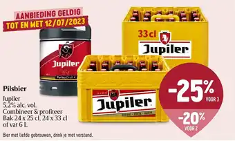 Delhaize Jupiler Pilsbier 5,2% alc. vol. Bak 24 x 25 cl, 24 x 33 cl of vat 6 L aanbieding