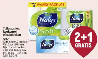 Delhaize Nalys Toiletpapier, keukenrol of zakdoeken aanbieding