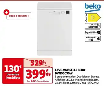 LAVE-VAISSELLE BEKO DVN05C30W