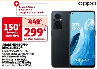 Auchan SMARTPHONE OPPO RENO8 LITE 5G(¹) aanbieding