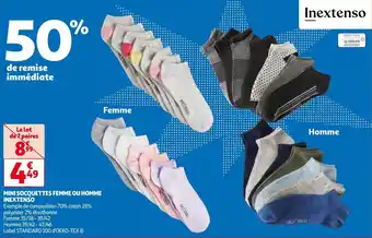 Auchan MINI SOCQUETTES FEMME OU HOMME INEXTENSO aanbieding