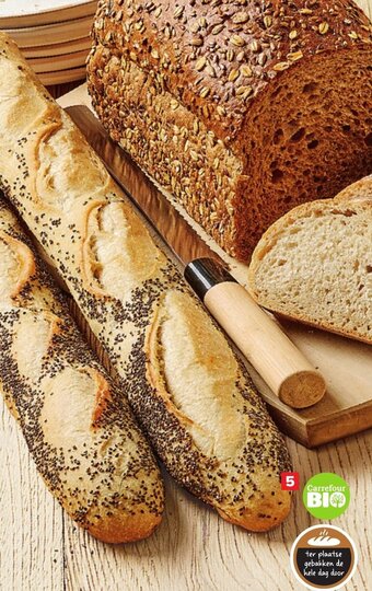 Carrefour Market Stokbrood natuur met chiazaad Carrefour Bio 250 g aanbieding