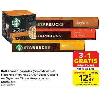 Carrefour Market Koffiebonen, capsules (compatibel met Nespresso® en NESCAFE® Dolce Gusto®) en Signature Chocolate-producten Starbucks aanbieding