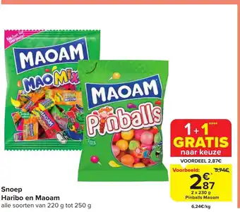 Carrefour Market Snoep Haribo en Maoam 2 x 230 g aanbieding