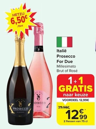 Carrefour Market Italië Prosecco For Due 2 flessen van 75 cl aanbieding