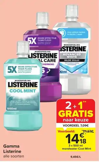 Carrefour Market Gamma Listerine 3 x 500 ml aanbieding