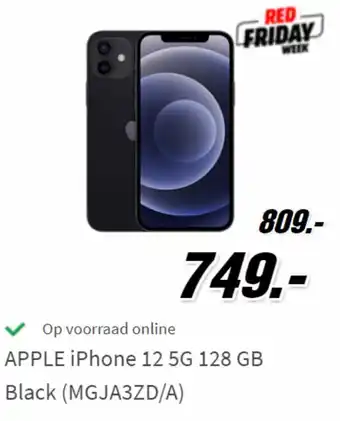 MediaMarkt APPLE iPhone 12 5G 128 GB Black aanbieding