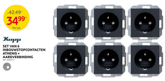 Brico SET VAN 6 INBOUWSTOPCONTACTEN ATHENIS + AARDVERBINDING aanbieding