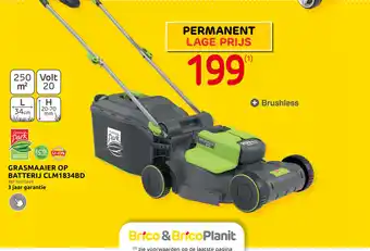 Brico GRASMAAIER OP BATTERIJ CLM1834BD aanbieding