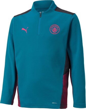 Bol.com Puma mcfc training 1/4 zip top jr sporttrui unisex - maat 128 aanbieding