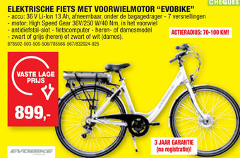 Hubo ELEKTRISCHE FIETS MET VOORWIELMOTOR "EVOBIKE" aanbieding