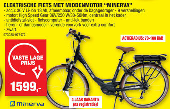 Hubo ELEKTRISCHE FIETS MET MIDDENMOTOR "MINERVA" aanbieding