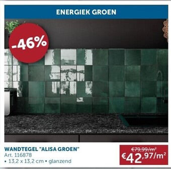 Zelfbouwmarkt Wandtegel alisa groen aanbieding
