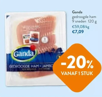 OKay Ganda gedroogde ham 9 sneden 120 g aanbieding